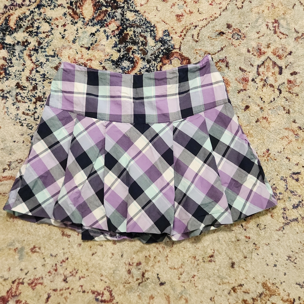Lady Hagan Pleated Plaid Skort. Blue Purple White. Size Women's 10.